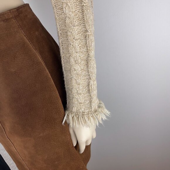 VINTAGE DYNAMITE Crop Fisherman Fringed Turtleneck Hem Knitted Sweater VTG M / S - Picture 5 of 8